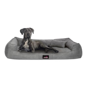 Tierlando ® BRUCE VELOURS Orthopädisches Hundebett Soft grau/ grau 1,1 m, 25 cm, 90 cm