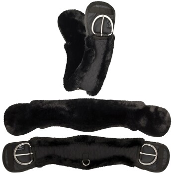 Equinate Western Mondgurt anatomisch mit synthetischem Lammfell schwarz 85 cm