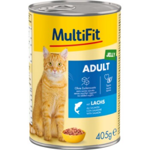 MultiFit Nassfutter Katze Adult, in Gelee, Lachs 12x405 g