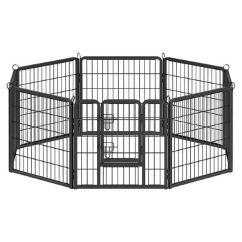 FEANDREA L-XXL Hundezaun 8 Platten transportabel schwarz 1,2 m, 1,2 m, 60 cm