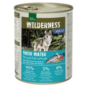 REAL NATURE WILDERNESS Nassfutter für Hunde Adult Fresh Water, Hering, Lachs und Ente 12x800 g