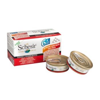 Schesir 24x50g Thunfisch mit Garnelen, in Gelee