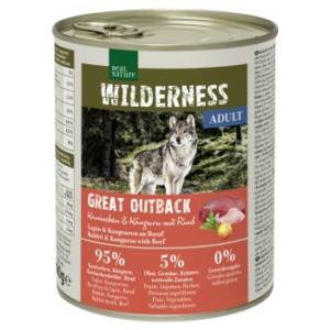 REAL NATURE WILDERNESS Nassfutter für Hunde Adult Great Outback, Kaninchen, Känguru und Rind 12x800 g