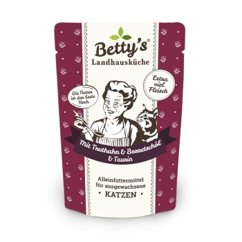 Betty's Landhausküche Frischebeutel mit Truthahn 12 x 100g für Katze