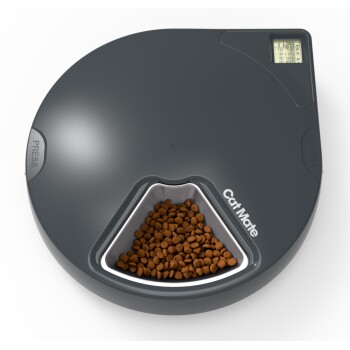 Cat Mate 5-Mahlzeiten-Futterautomat mit Edelstahlnapf-Einsätzen Grau (C500)
