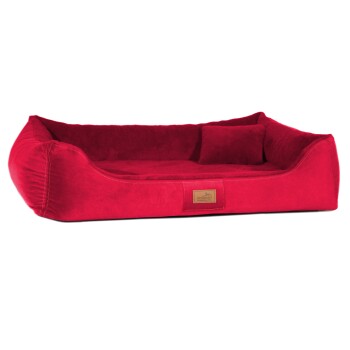 Tierlando FLOYD - Ultraweiches orthopädisches Hundebett High-Tech-Velours und Plüsch VISCO dunkelrot 1,5 m, 25 cm, 1 m