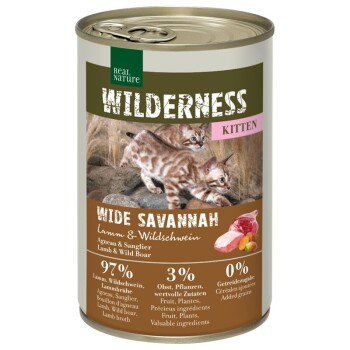 REAL NATURE WILDERNESS Kitten Wide Savannah, Lamm und Wildschwein 6x400 g