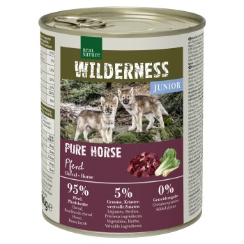 REAL NATURE WILDERNESS Nassfutter für Hunde Junior Pure Horse, Pferd 6x800 g