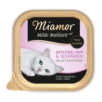 Miamor Milde Mahlzeit Geflügel pur und Schinken 16x100 g