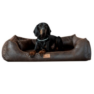 Tierlando ® ALBERTO ORTHO Orthopädisches Hundebett mit Velours Vintage braun 1,5 m, 25 cm, 1 m