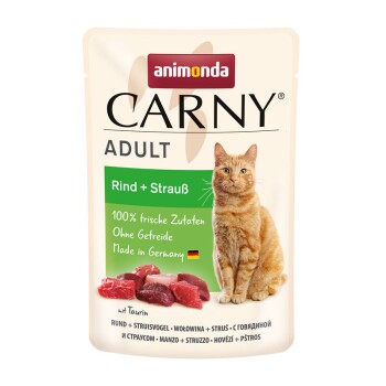 animonda Carny Nassfutter Katze Adult Rind und Strauß 12x85 g
