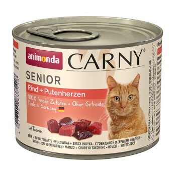 animonda Carny Nassfutter Katze Senior Rind und Putenherzen 6x200 g