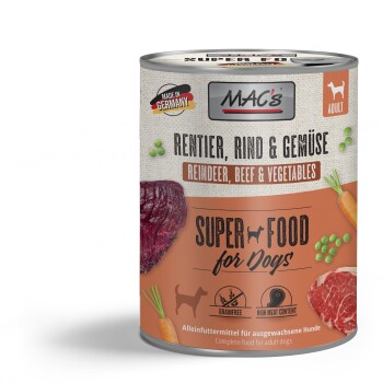 MAC's Nassfutter Hund Adult Rentier und Rind 6x800 g