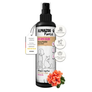 ALPHAZOO Bye-Bye-Vloh 200ml - Flohspray für Hunde, Katzen, Haus- und Hoftiere 100 ml