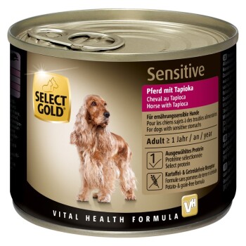 SELECT GOLD Nassfutter Hund Sensitive Adult Pferd und Tapioka 6x200 g