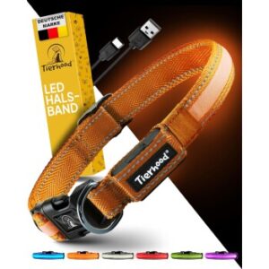 Tierhood Leuchtehalsband LED Halsband orange L