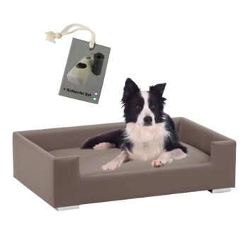 Rohrschneider Hundesofa mit Gratis-Beigabe, Hundecouch Kunstleder taupe