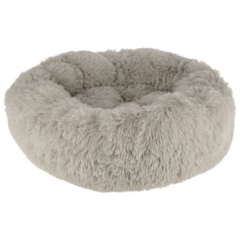 Kerbl Pet Kuschelbett Fluffy, Hellgrau, Rund, Ø76cmx19cm