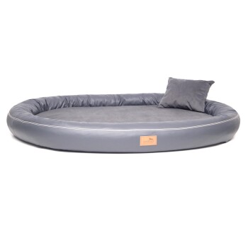 Tierlando ® GILBERT ORTHO Soft LATEX - Orthopädisches Hundebett aus Kunstleder schwarz/ graphit 85 cm, 13 cm, 65 cm