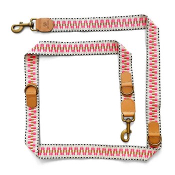 Hey Lana Premium Führleine – 3-fach verstellbar creme/ pink 2 m, 2 cm