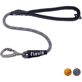 Floxik Kurzführer für Hunde - Kurzleine aus Kletterseilmaterial grau M