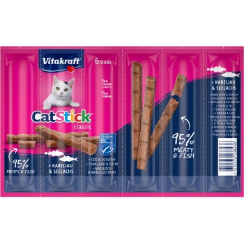 Vitakraft Cat-Stick 10x6 Stück Kabeljau und Seelachs