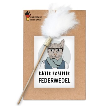 Kater Kasimir Federwedel für Katzen aus echten Naturfedern