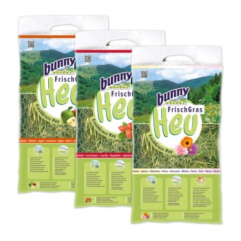Bunny Frischgras-Heu Set 3x500g Karotte, Kamille und Vital-Gemüse