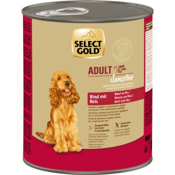 SELECT GOLD Sensitive Nassfutter Adult Rind mit Reis 6x800 g